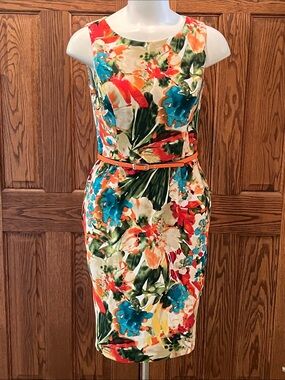 Kasper beautiful watercolor, print sheath dress 6